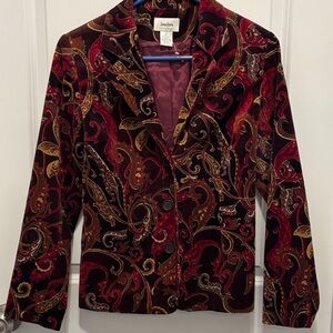 Neiman Marcus Velvet Blazer in brown Red and Gold Paisley